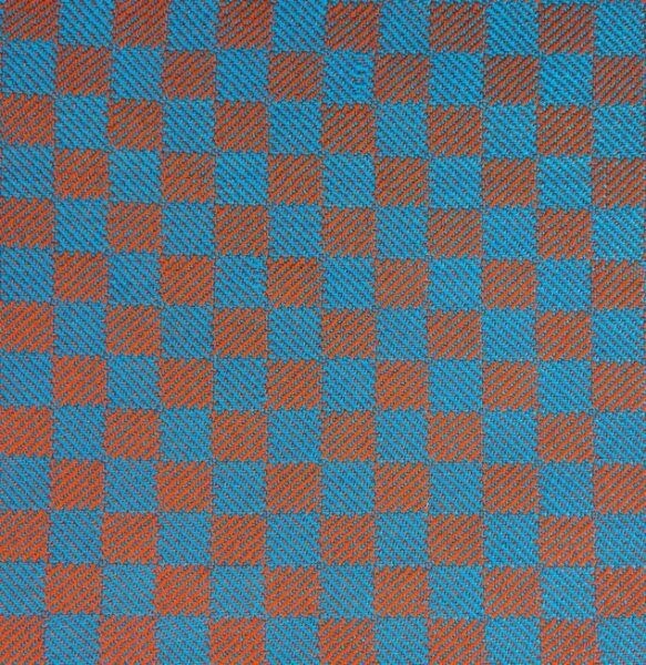 Twill block swatch woven with blue and orange yarns