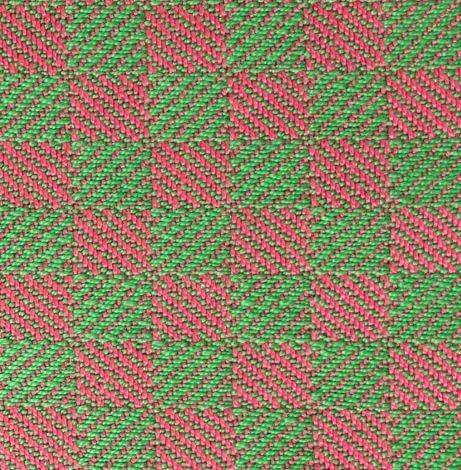 Separating draft - twill blocks, woven in pink and green yarns