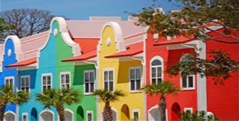 Image showing a row of caribbean homes in bright colors