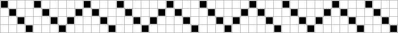 The same threading telescoped down to four shafts: a dense zigzag of twill line packed into four rows.
