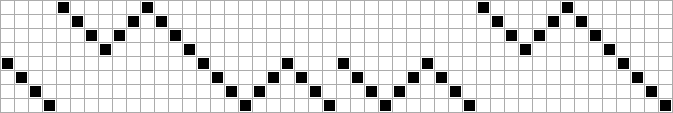 The threading telescoped to eight shafts, where the diagonal twill lines break and jump instead of joining up.