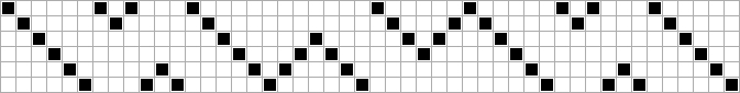 The threading telescoped to six shafts, where the diagonal twill lines run unbroken from one repeat to the next.