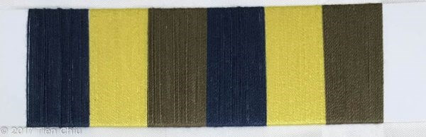 a card wrap with equal stripes of navy, olive, and yellow-green